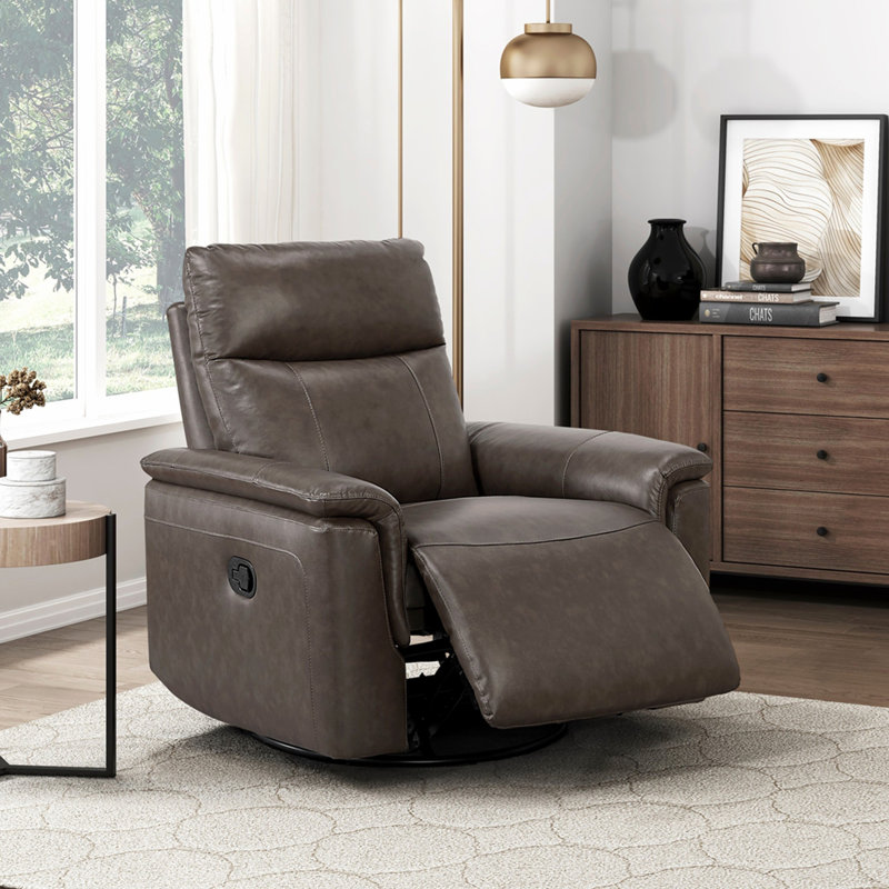 Mobilier de salon pivotant en cuir brun foncé Luxury Luxury