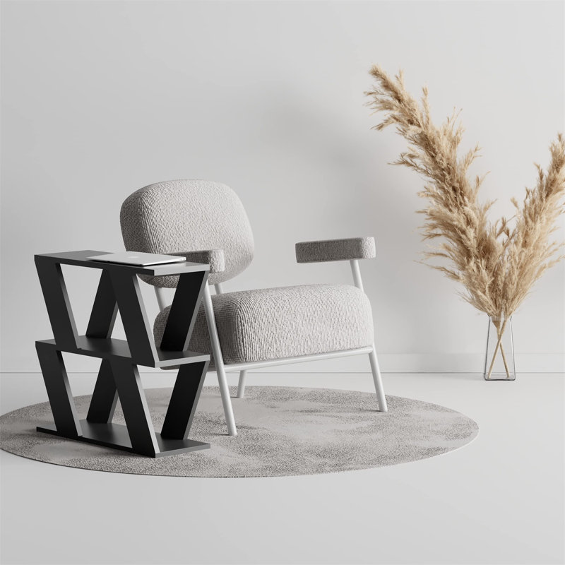 Adriana Side Table Modern Compact Design for Living Room & Bedroom, Anthracite