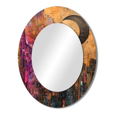 Large Indian God In India Landscape I - Traditional Oval Wall Mirror