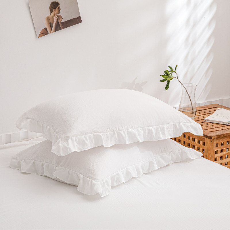 Taies d'oreiller blanches 18 x 18, housses de coussins décoratifs, paquet de 2, coussin à volants pour canapé-lit, Blanc