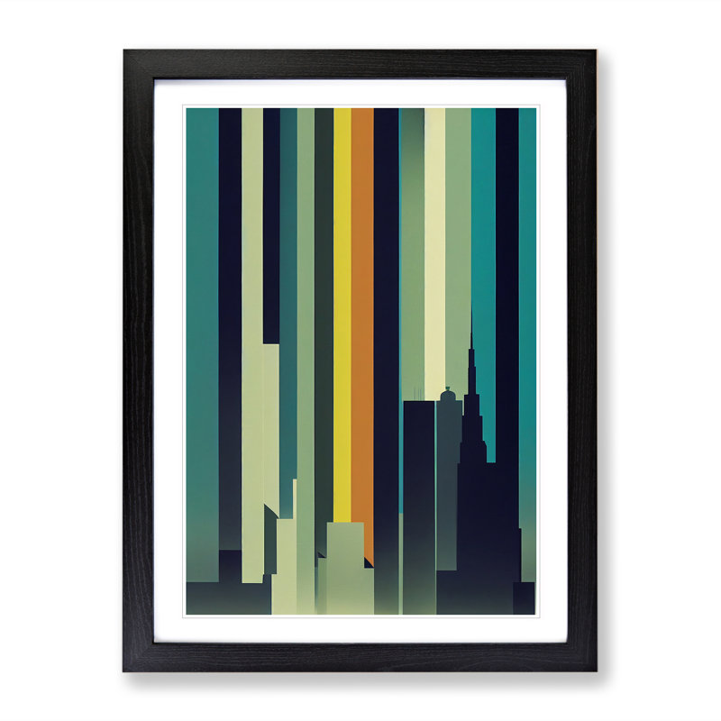XV1022-580X An Enchanting City Skyline Abstract - Single Picture Frame Print, Black, 64cm H x 46cm W x 2cm D