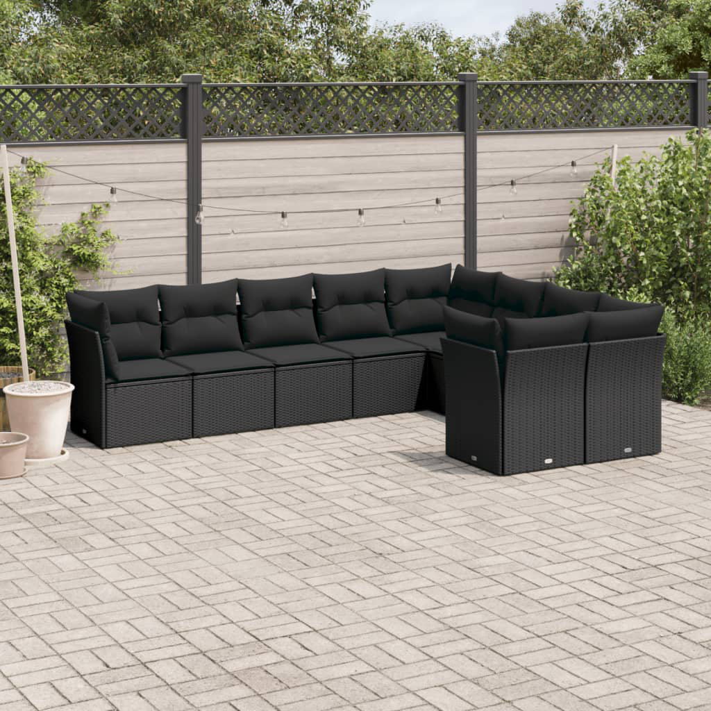 Vidaxl 9-Tlg. Garten-Sofagarnitur aus Polyrattan mit Kissen