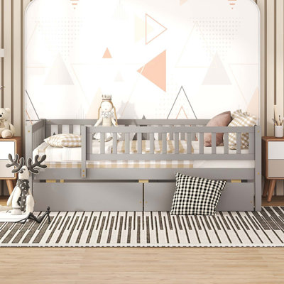Kids Daybed Wood Bed with Two Drawers