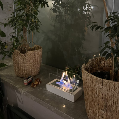 Wood Bio-Ethanol Tabletop Fireplace with Flame Guard