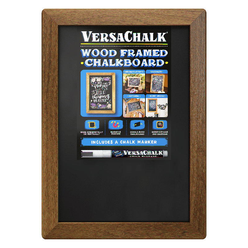VersaChalk Steel Reversible Mini Magnetic Chalkboard, Up to 2' Size  + Fine Tip White Marker, 10.5" x 14.5"