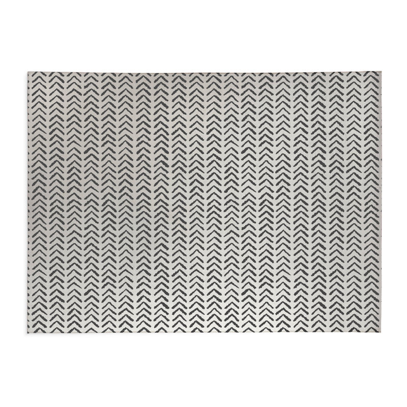 Tapis de cuisine Tribe Way, Rectangle 5 pi x 7 pi, Ivoire/gris anthracite