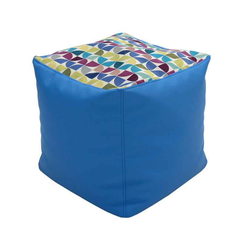 SoftScape Faux Leather Pouf, Wildberry Faux Leather