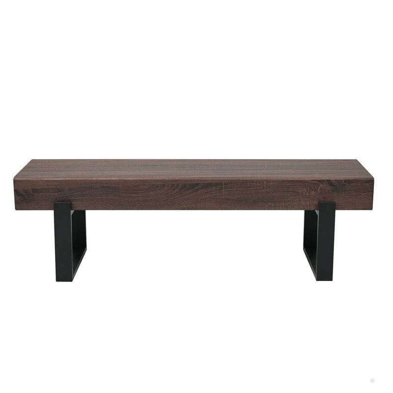 59-inch Farmhouse Dining Bench Table Benches Bed Bench Shoe Bench Entryway Benches, Dark Walnut/Black