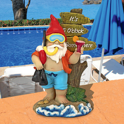 Statue de nain de jardin tropical Happy Hour