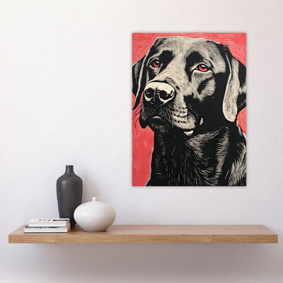 Lab Labrador Dog Portrait On Coral Backdrop Lino Riso Large Wall Unframed Art Poster Print Thick Paper 18X24 Inch