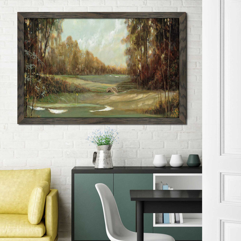 « first hole », reproduction de peinture à l’huile encadrée, H 21,5 po x l 27,5 po x P 0,75 po