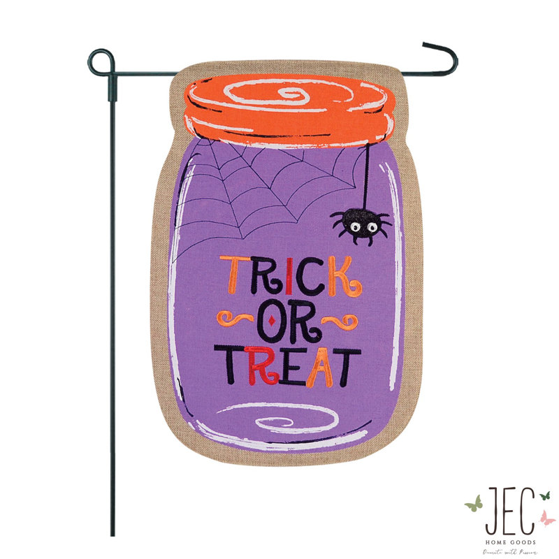 Drapeau de jardin en polyester 18 po x 13 po Trick Or Traite