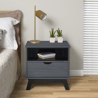 Caison 49cm W Solid + Manufactured Wood Bedside Table