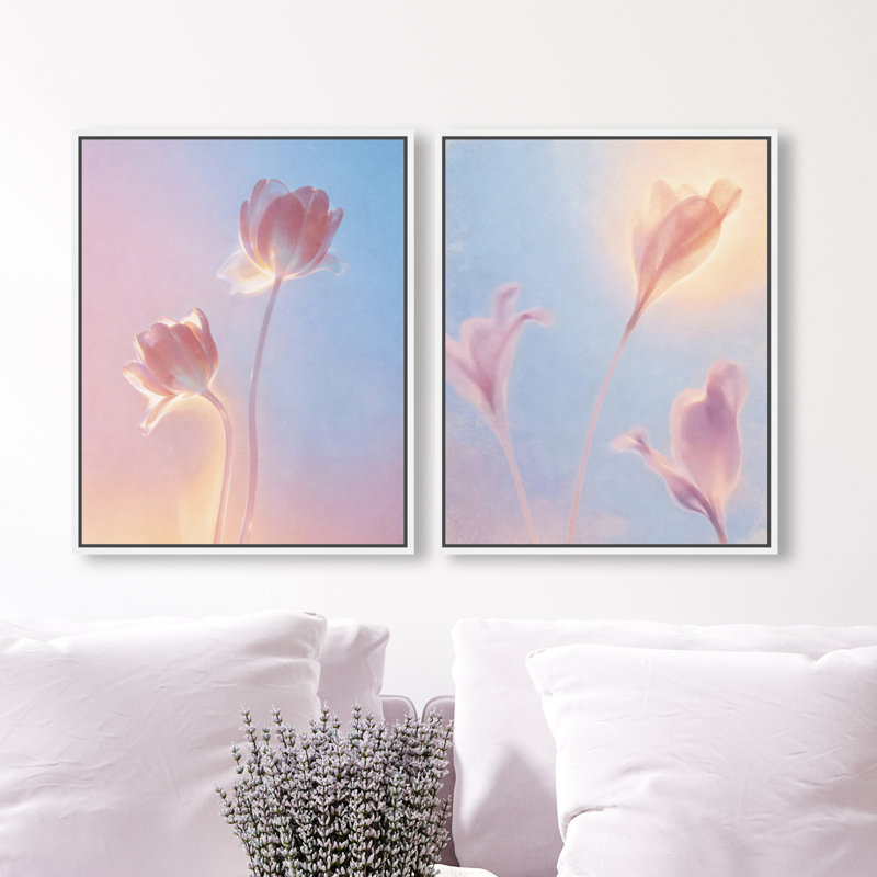 Iridescent Spring Set Floral & Botanical Canvas Print by Oliver Gal, Black Frame, 16 x 20, 17"H x 21"W, White Floater Frame