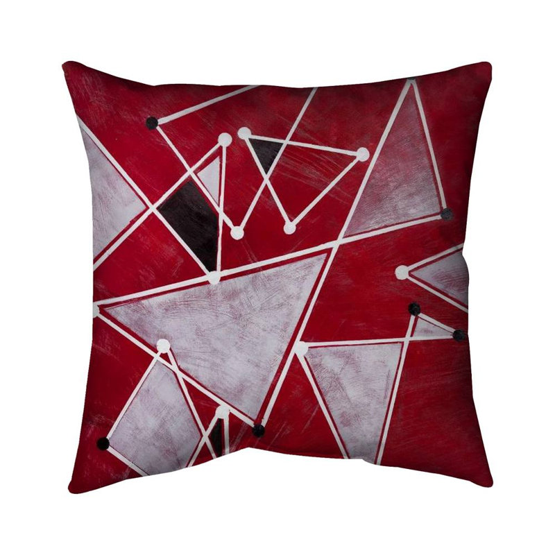 White triangles on red background - 20"x20" Throw pillow - Poly twill - Print on demand