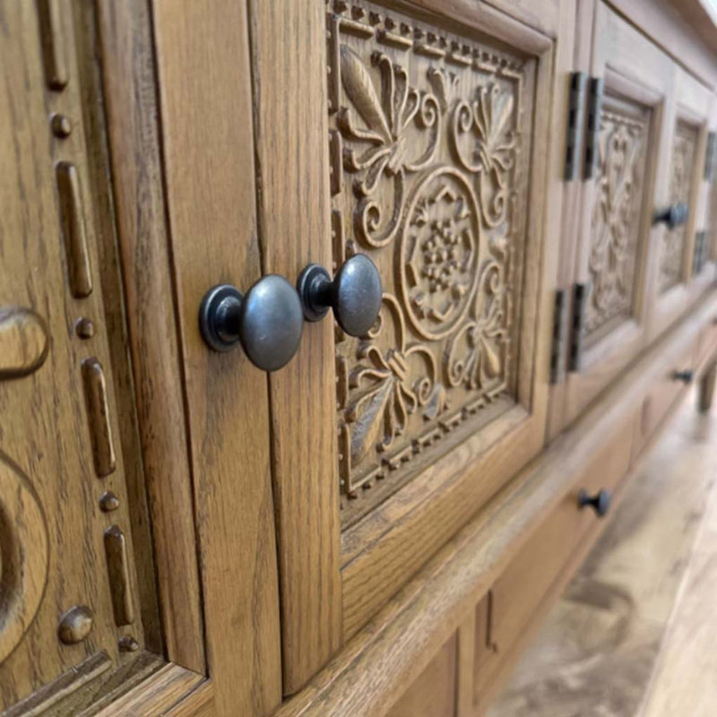 Vintage Solid Wood Carved TV Cabinet