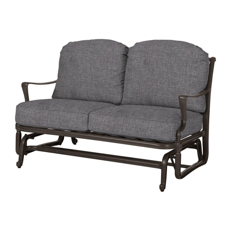 Bel Air Loveseat Glider wih Sunbrella Cushions, Cast Slate Sunbrella® Plainweave, Midnight Gold