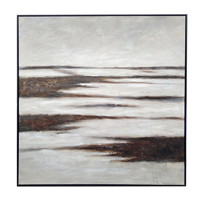 «Waded Rustic Neutral», toile abstraite encadrée