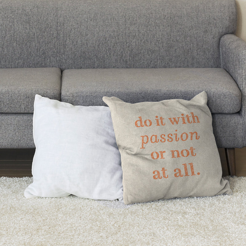 Coussin de sol inspiration passion, 40 po x 40 po, Blanc / Orange