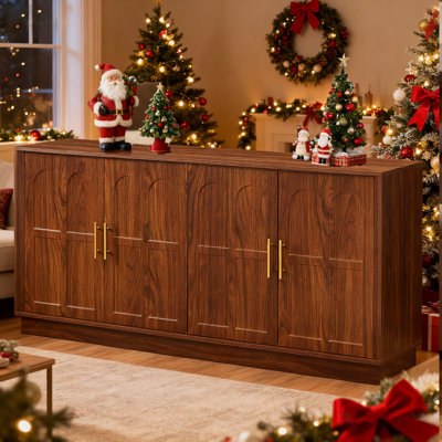 Buffet 66,5 "en bois avec 4 portes arquées, armoire de rangement moderne