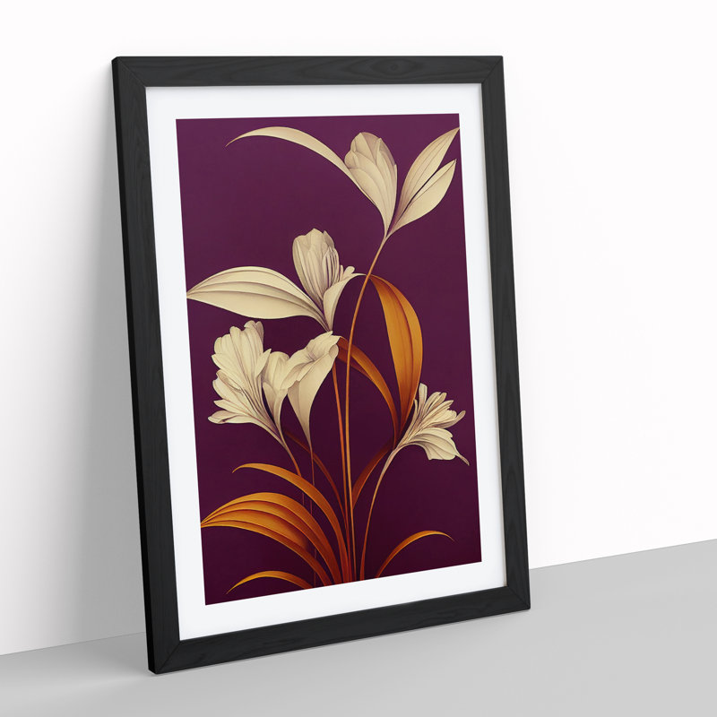 Classic Flowers No.1 - Print, Black Framed, 66cm H x 48cm W x 2cm D, White