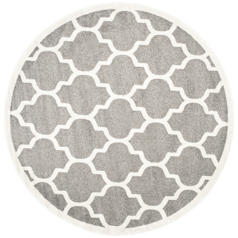 Tapis géométrique gris foncé / beige Ammundsen, Rond 5 pi