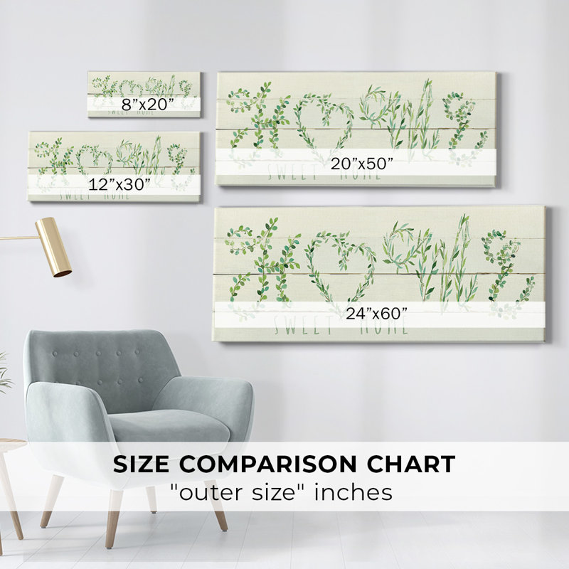 Toile tendue Shiplap Vines Home-Gallery, H 8 po x l 20 po x P 1,5 po