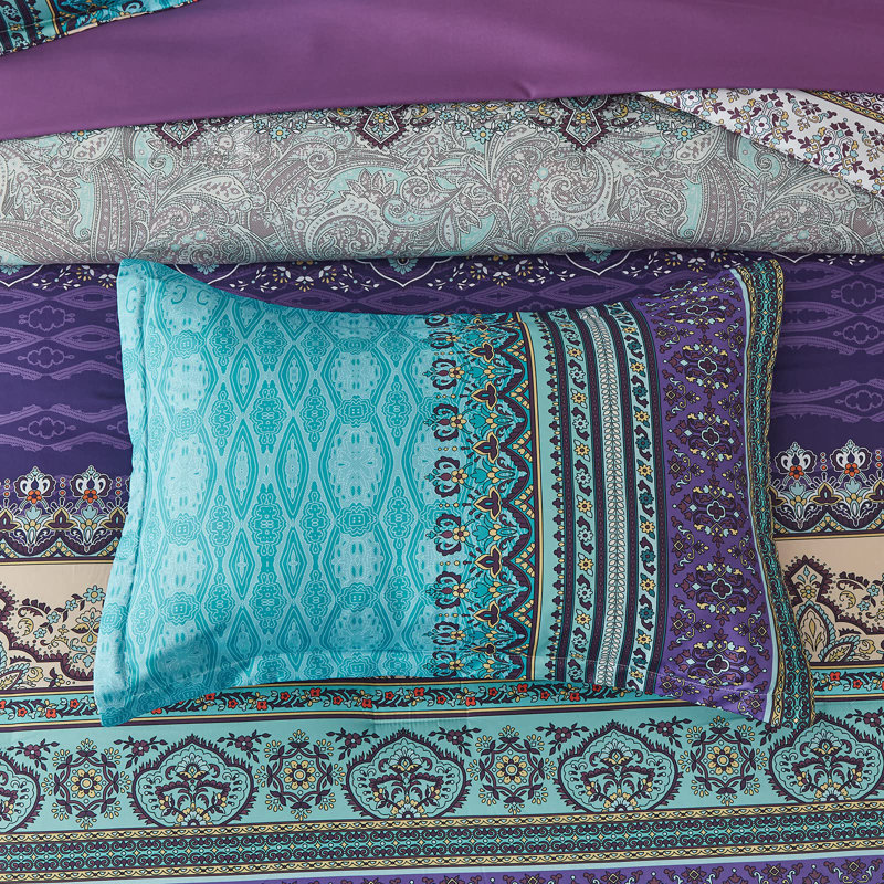 Ensemble de courtepointe 8 pièces Bohemian, Turquoise, Édredon grand + 7 articles supplémentaires