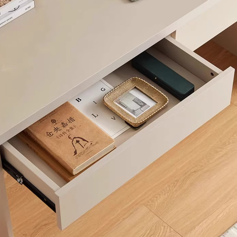 Bureau d'écriture à double tiroir Creamy, H 31,49 po x l 62,99 po x P 23,62 po