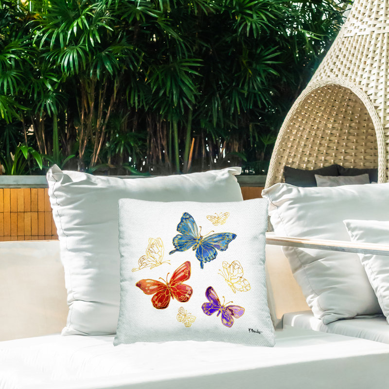 Stupell Industries Mixed Glam Butterflies Outdoor Printed Pillow by Paul Brent