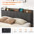 King Upholstered Bed Frame with 2 Drawers & Charging Station, Grey-1647071283