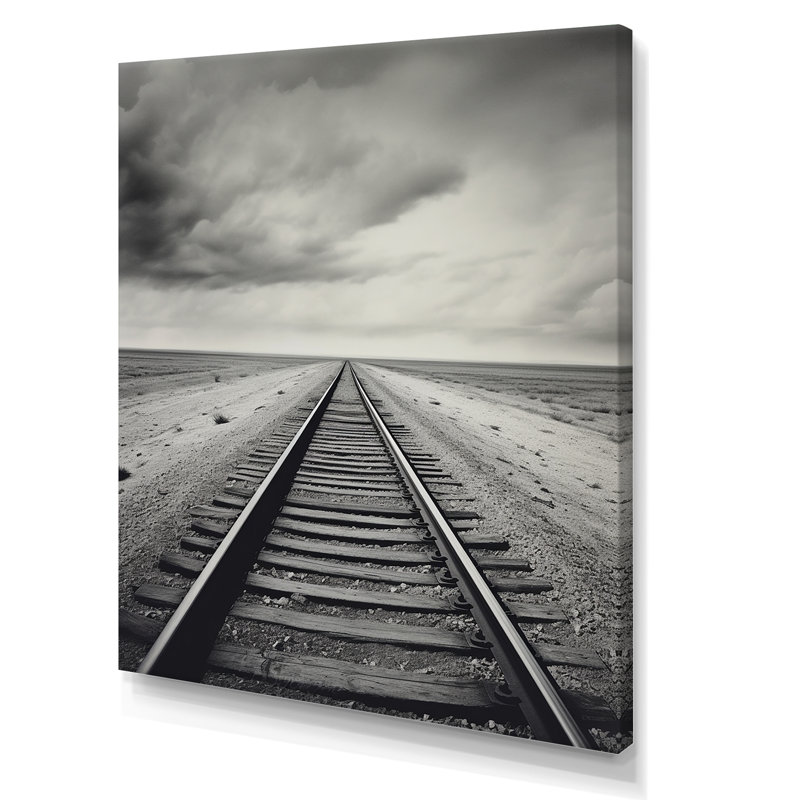 Minimalisme au pays des merveilles, train sur rail, impression sur toile, H 44 po x l 34 po x P 1,5 po, Toile tendue