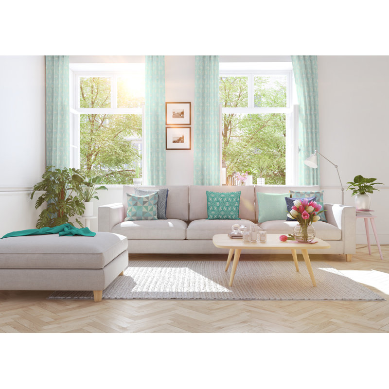 Dellview Retro Floret Eyelet Opaque Curtains, 145 W x 245 D cm, Mustard/Beige