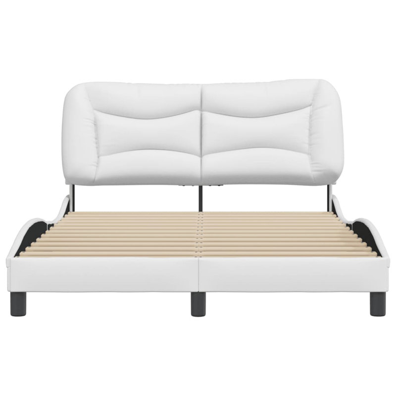 vidaXL Bed Frame without Mattress Hvar White 137x190 cm Faux Leather, Full 53.9x74.8 in., White