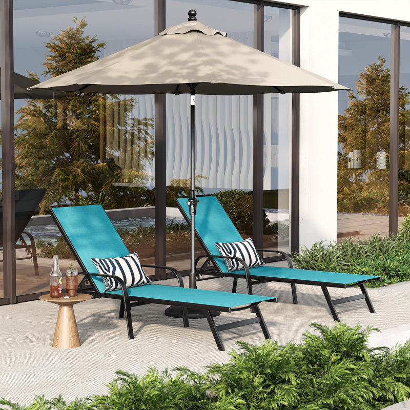 Iron Outdoor Bench, Blue