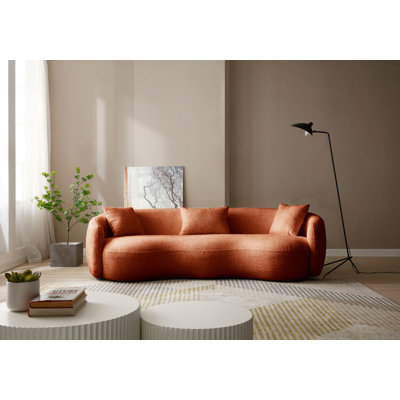 Curved Sofa,  Boucle Fabric Couch