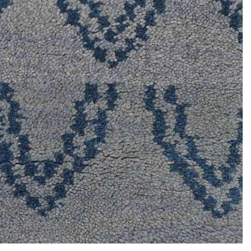 Light Blue Wool Handmade Geometric Hand Knotted Runner Indoor Area Rug, Runner 2'6" x 10'