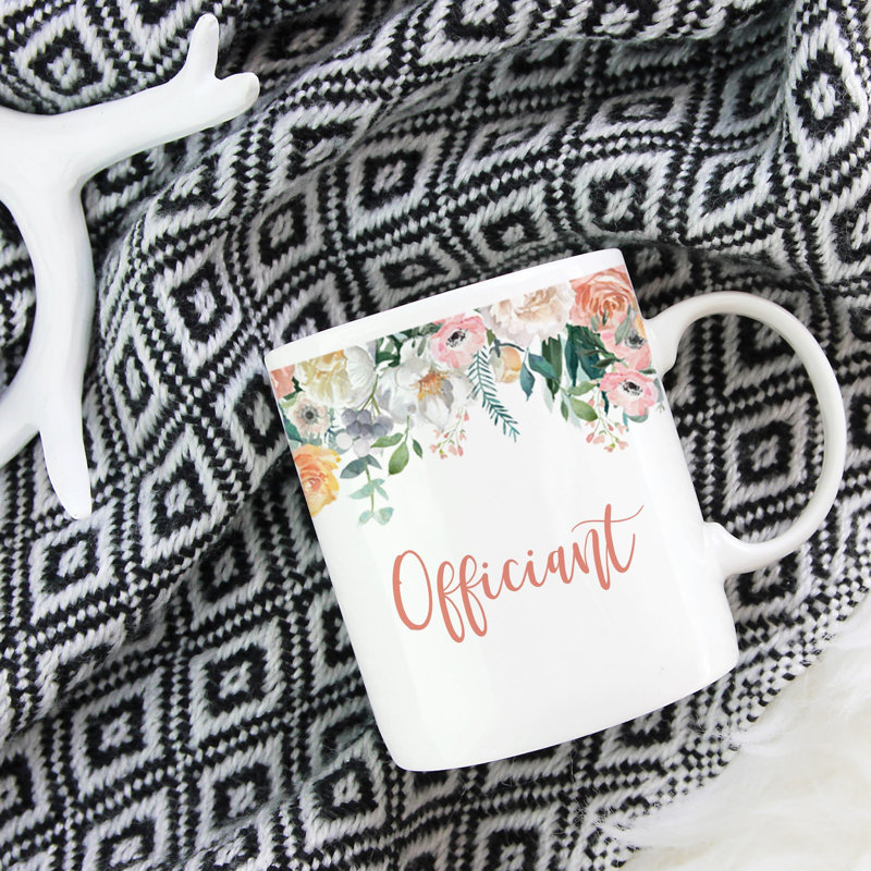 Cadeau de mariage, tasse à café, fleurs, pêche, fleurs, roses, Officiant, paquet de 1, cadeau d'anniversaire de Noël pour elle