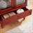 Cabinets, Cherry Finish Curio Display Cabinet with LED Lights, Adjustable Shelves, 2 Doors + Drawer | MDF+glass | Living Room-1753029001
