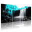 Ensemble de 3 toiles murales représentant un paysage de cascade turquoise, idéales pour la décoration du salon, de la chambre ou de la maison.-163401230