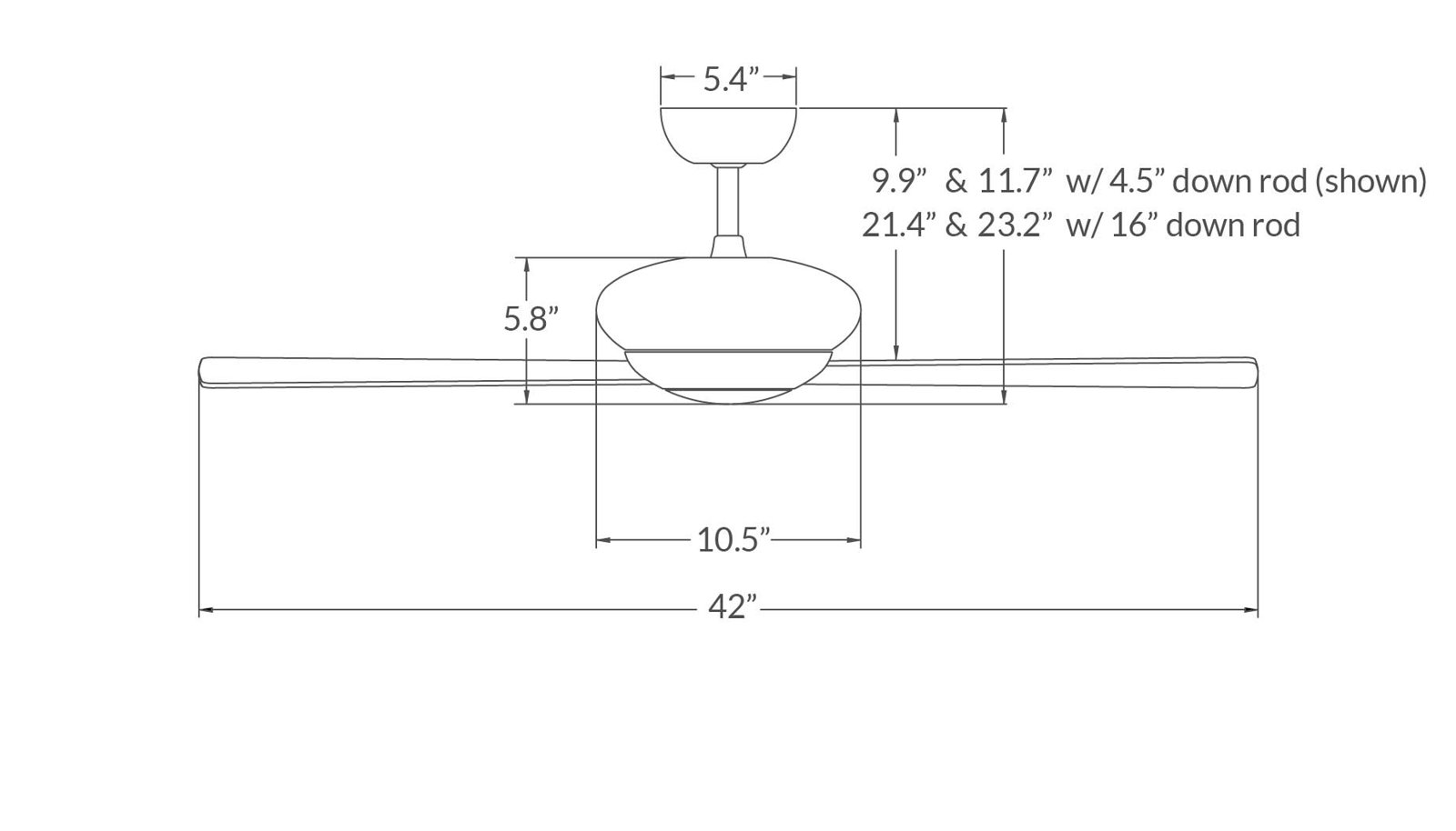 Altus 42'' 3 Blade Ceiling Fan, Gloss White, Fan Speed Control, Maple