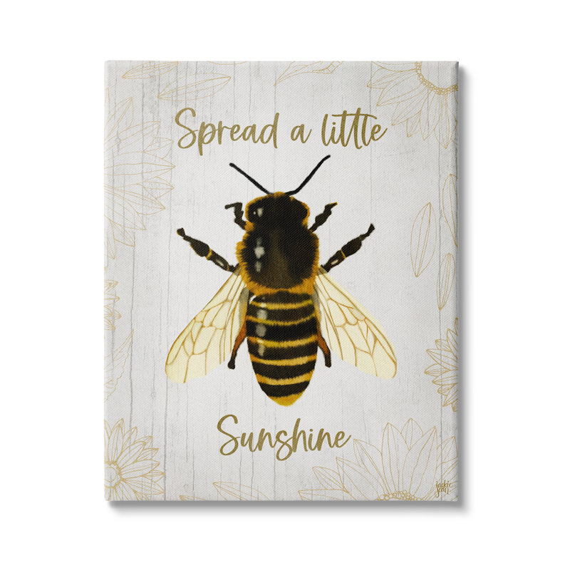 «Spread A Little Sunshine Expression Country Bumble Bee» par Jackie Quigley, H 30 po x l 24 po x P 1,5 po