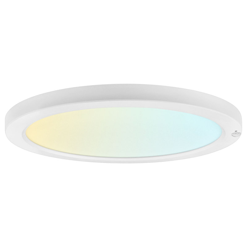  12-Inch LED Flush Mount Ceiling Light with Photocell Sensor, Bi-Level PIR Motion Detection, 5CCT, 2000LM, 24W, CRI90, Wet Rated, ETL Listed
