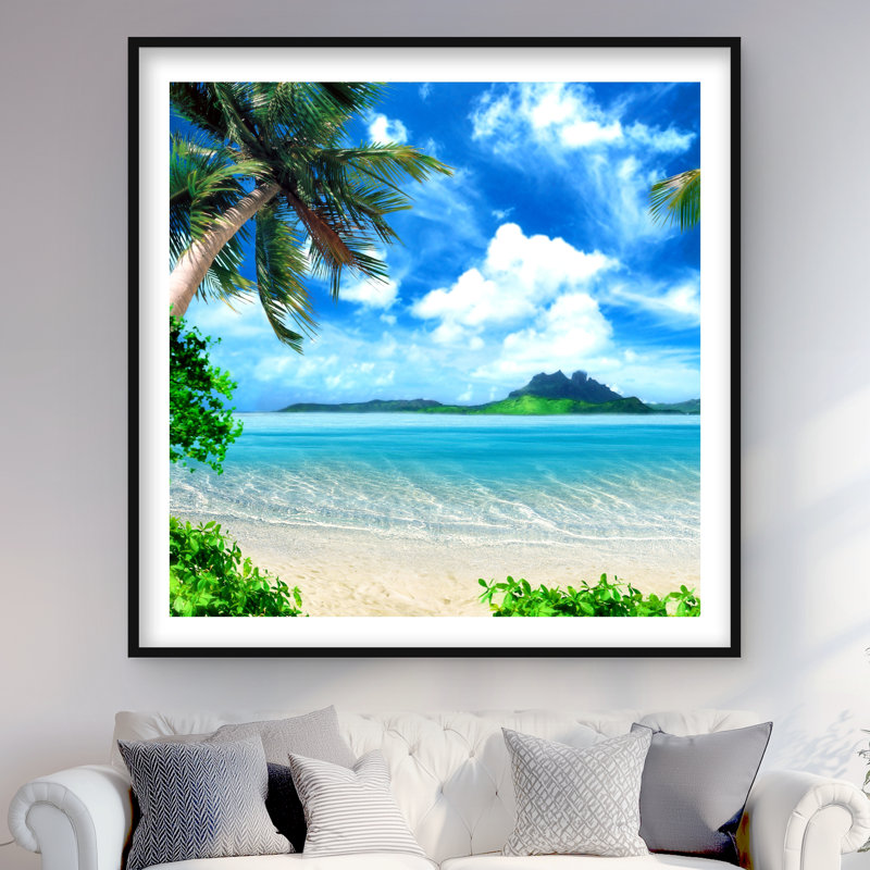 The Beach - Reproduction matte encadrée blanche pour la décoration intérieure