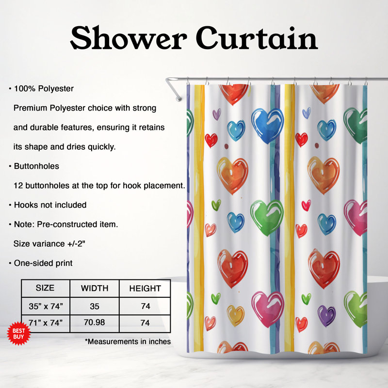 Rideau de douche Rainbow Happiness - Premium 196, H 74 po x l 71 po