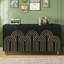 Buffet moderne cannelé avec rangement, armoire de rangement 4 portes avec tablettes réglables, armoire d'appoint-1780843233