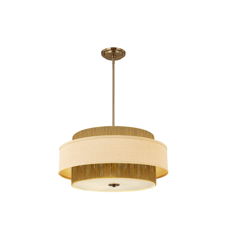 Luminaire suspendu en tissu et stratifié Narberth Textile - 5 lumières - l 24 po x H 11,5 po, L 24 po x H 11,5 po