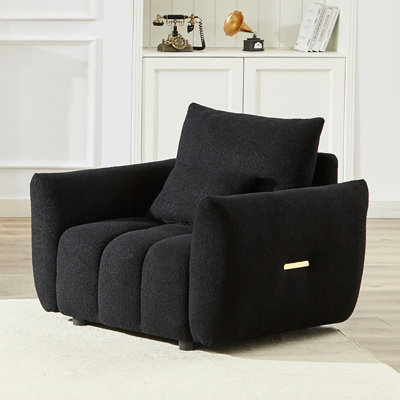 Méridienne noire - 34,5 po de hauteur, rembourrée, avec accoudoirs et soutien pour le cou, idéale pour toute pièce de style moderne en molleton de 31 po de largeur, relaxante et facile à installer