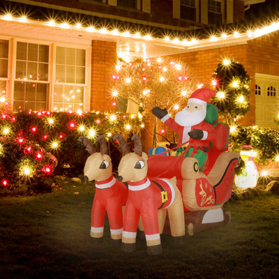 Décoration de Noël gonflable de Noël renne et traîneau père Noël