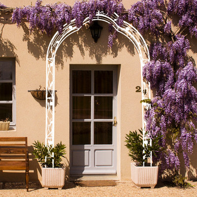 Metal Garden Arch - 8 Assemblable Styles, White, Improve Decoration Ways To Build, Cream Enhance Outdoors